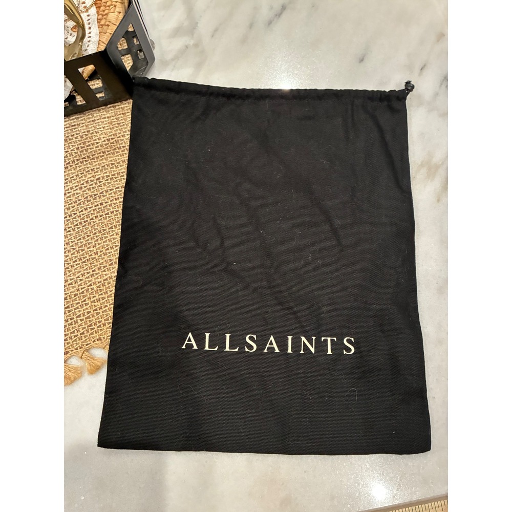 AllSaints Black Canvas Drawstring Dust Bag Handbag Shoe Storage Pouch 13x15.5